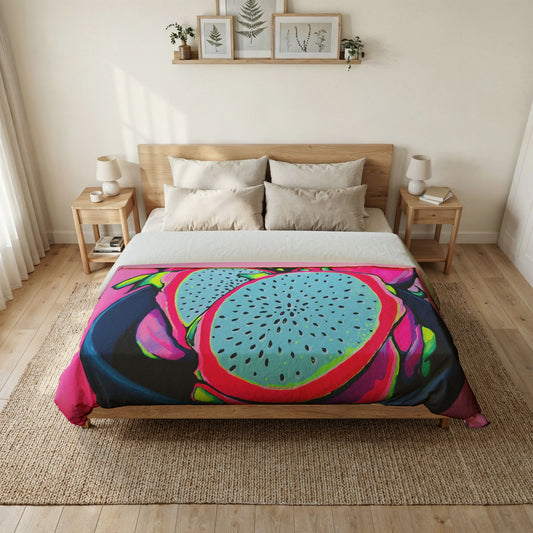 Neon Pink Dragon Fruit Duvet Cover