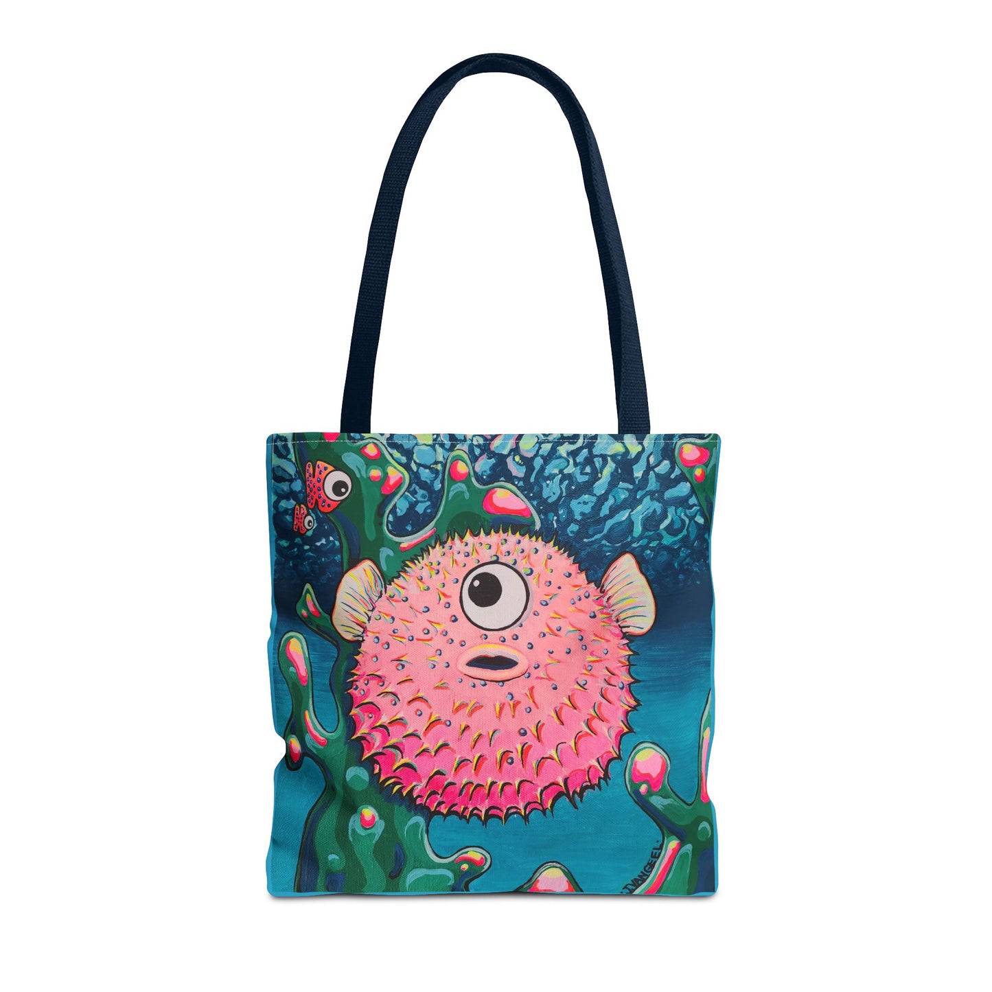 Premium Colorful Pufferfish Tote Bag, Original Artist Design, Reusable Shopping Tote, Eco-Friendly