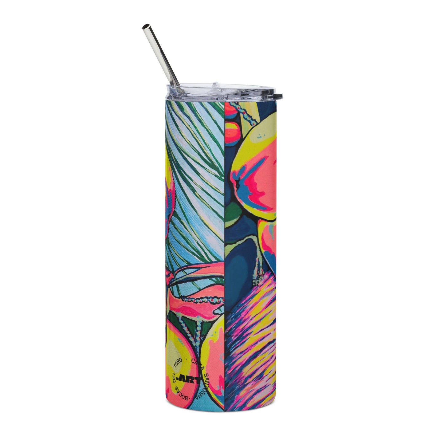 Neon Coconuts Stainless Steel Tumbler, 20oz | Fun Travel Mug, Eco-Friendly