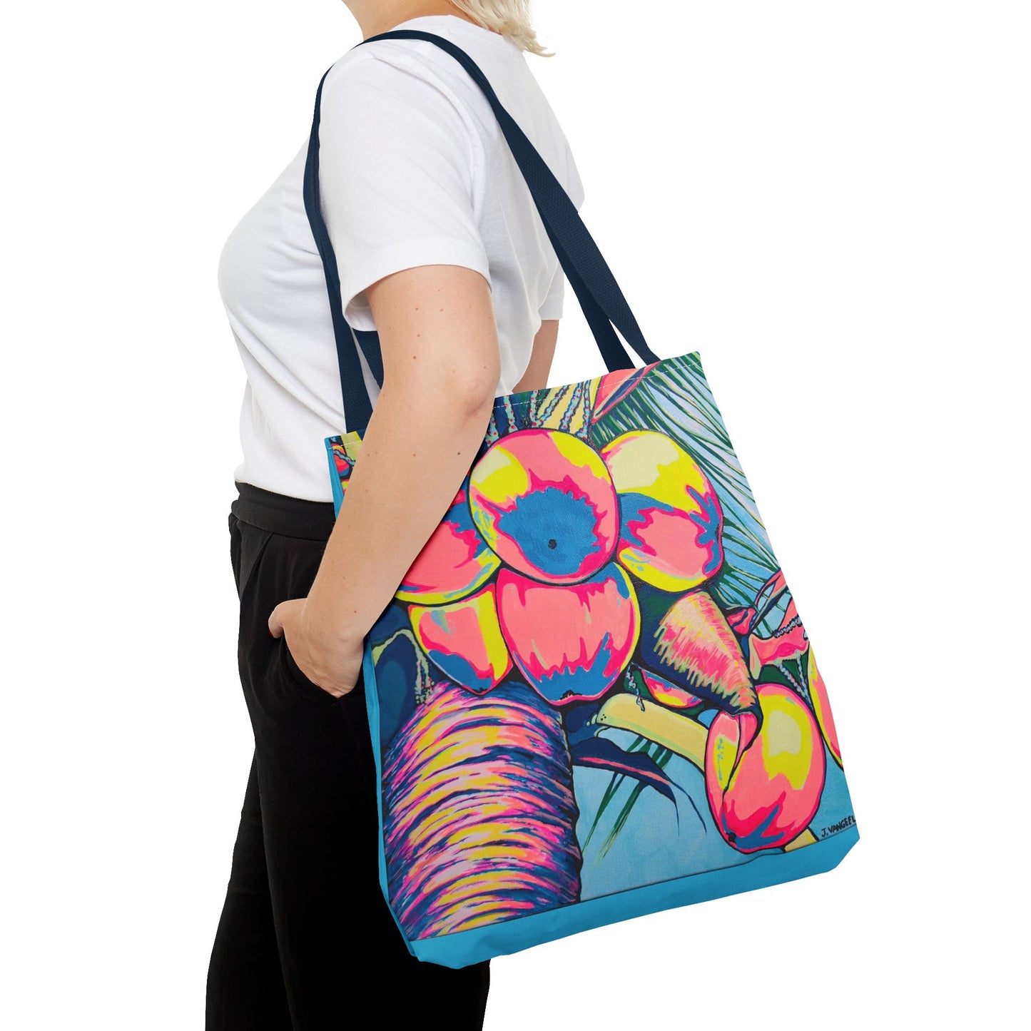 Premium Neon Coconuts Tote Bag, Original Artist Design, Reusable Shopping Tote, Eco-Friendly