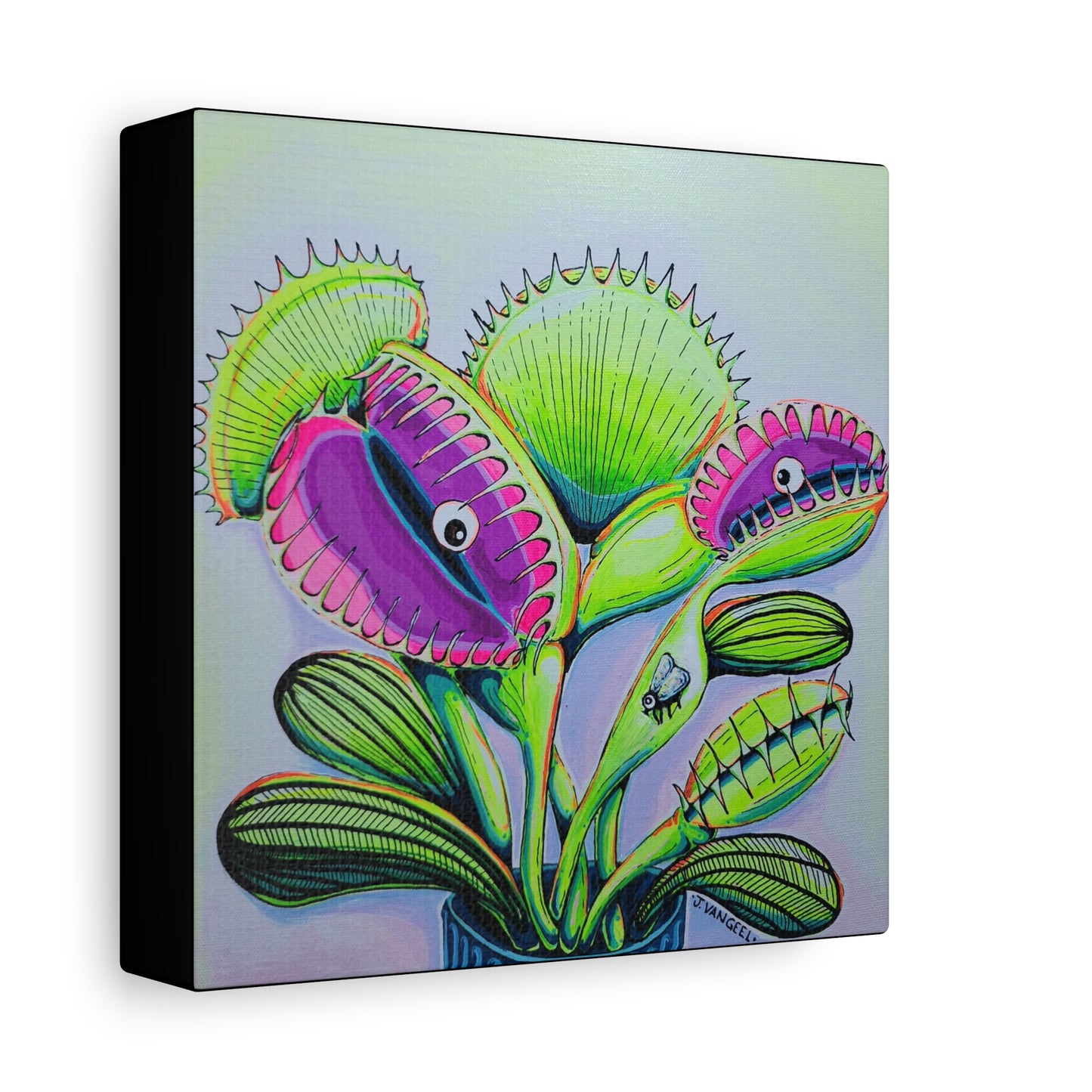 Cyclops Venus Fly Trap Original Canvas Art Print, Botanical Wall Decor, Plant Lover Gift, Greenery Home Art, Nature Inspired Artwork
