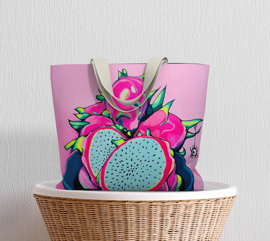 Neon PInk Dragon Fruit Market Tote