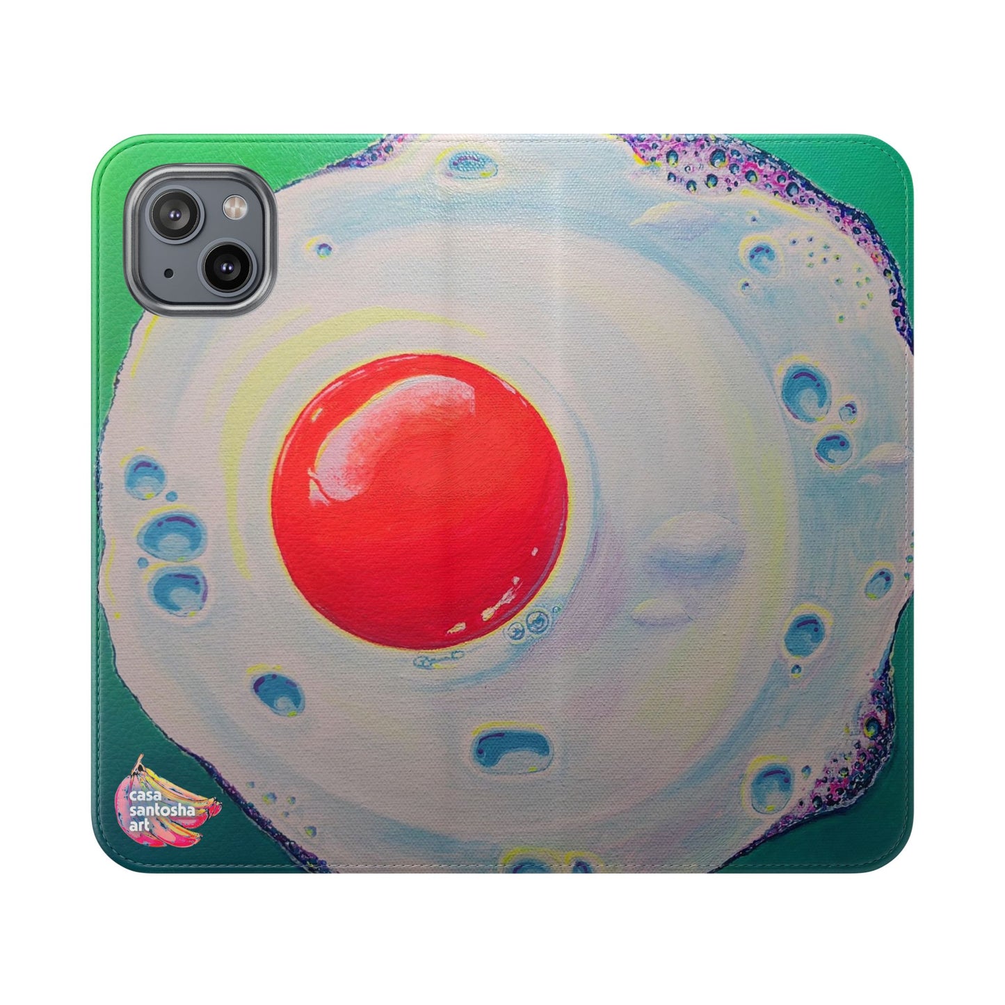 Neon Fried Egg Flip Phone Case – Wallet Cover with Card Slots