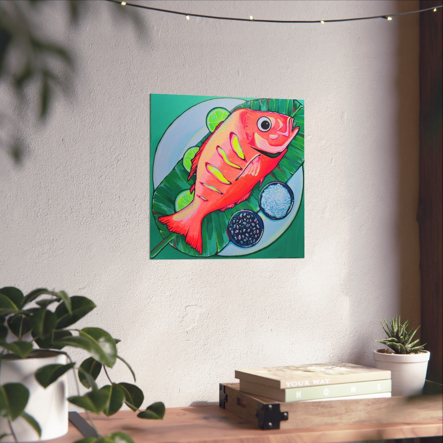 Neon Fried Fish Giclée Art Poster
