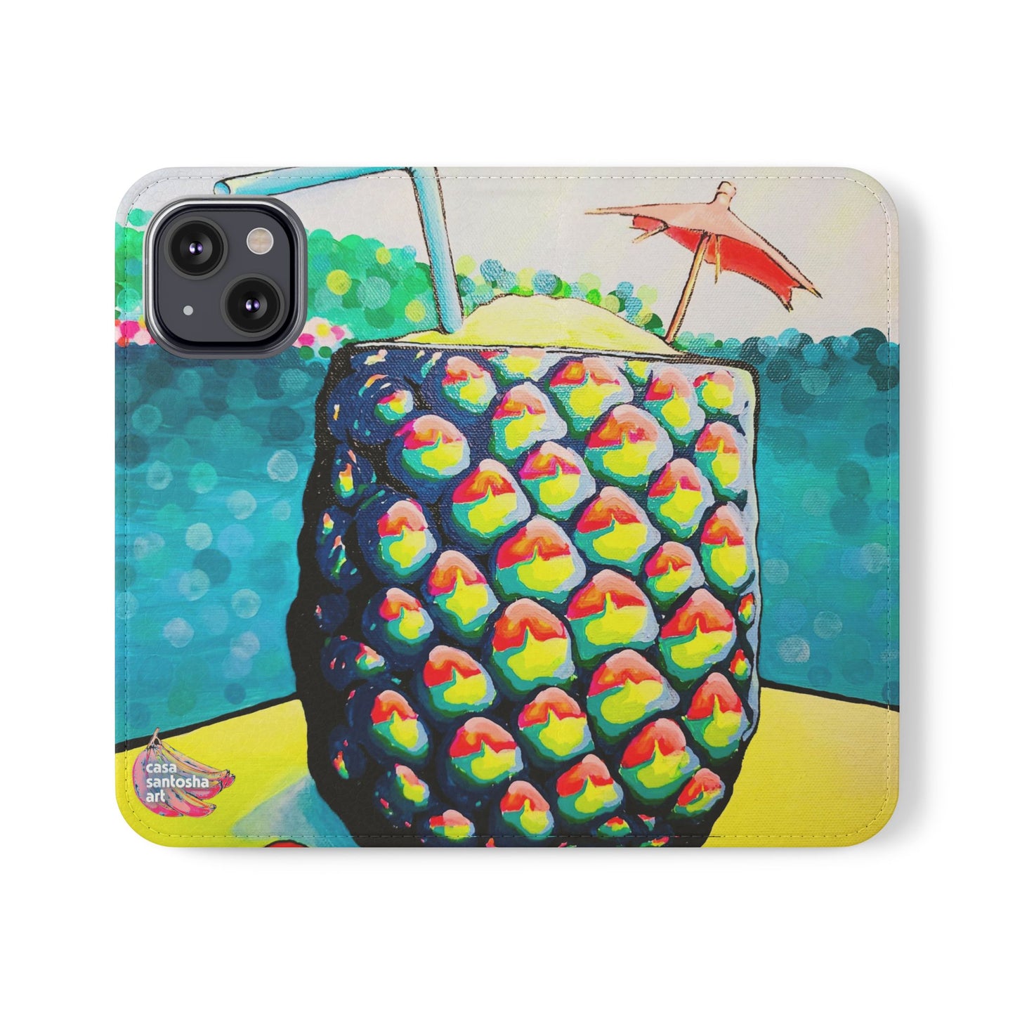 Neon Piña Colada Flip Phone Case – Wallet Cover with Card Slots