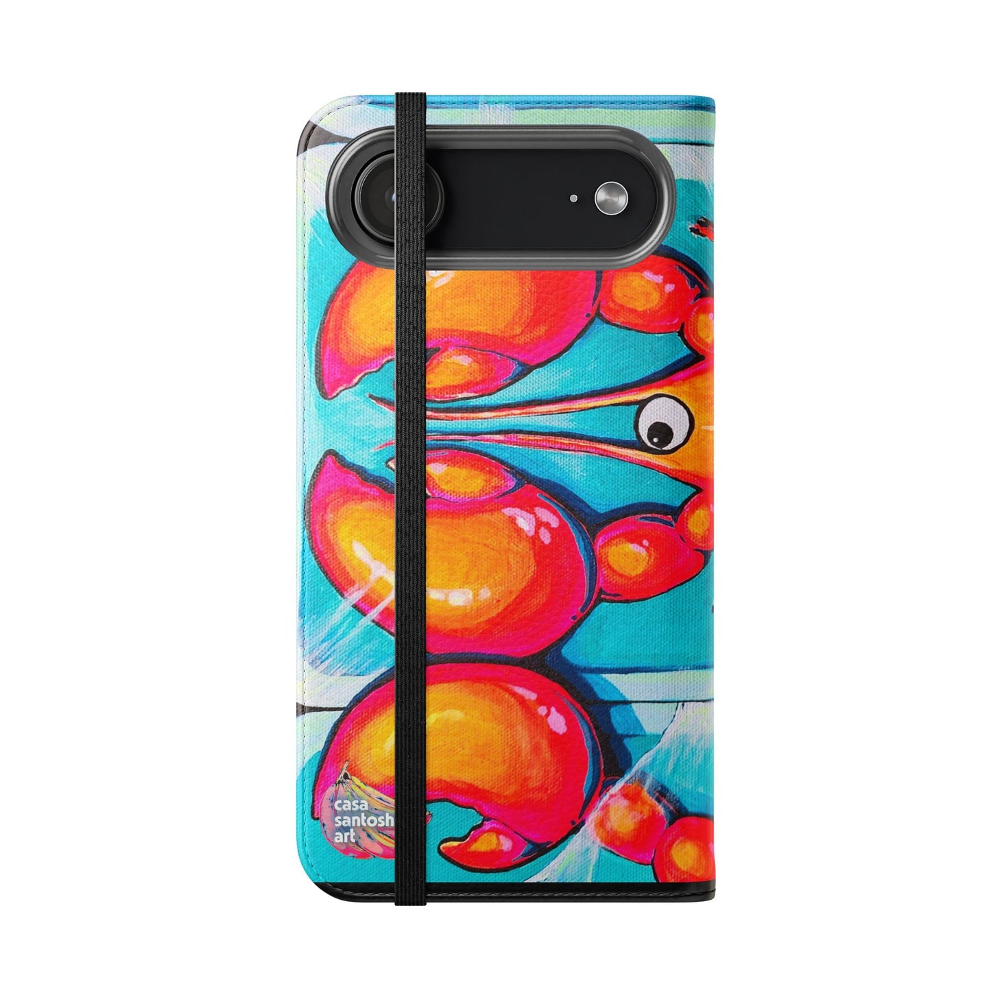 Neon Lobster Flip Phone Case – Wallet Cover with Card Slots