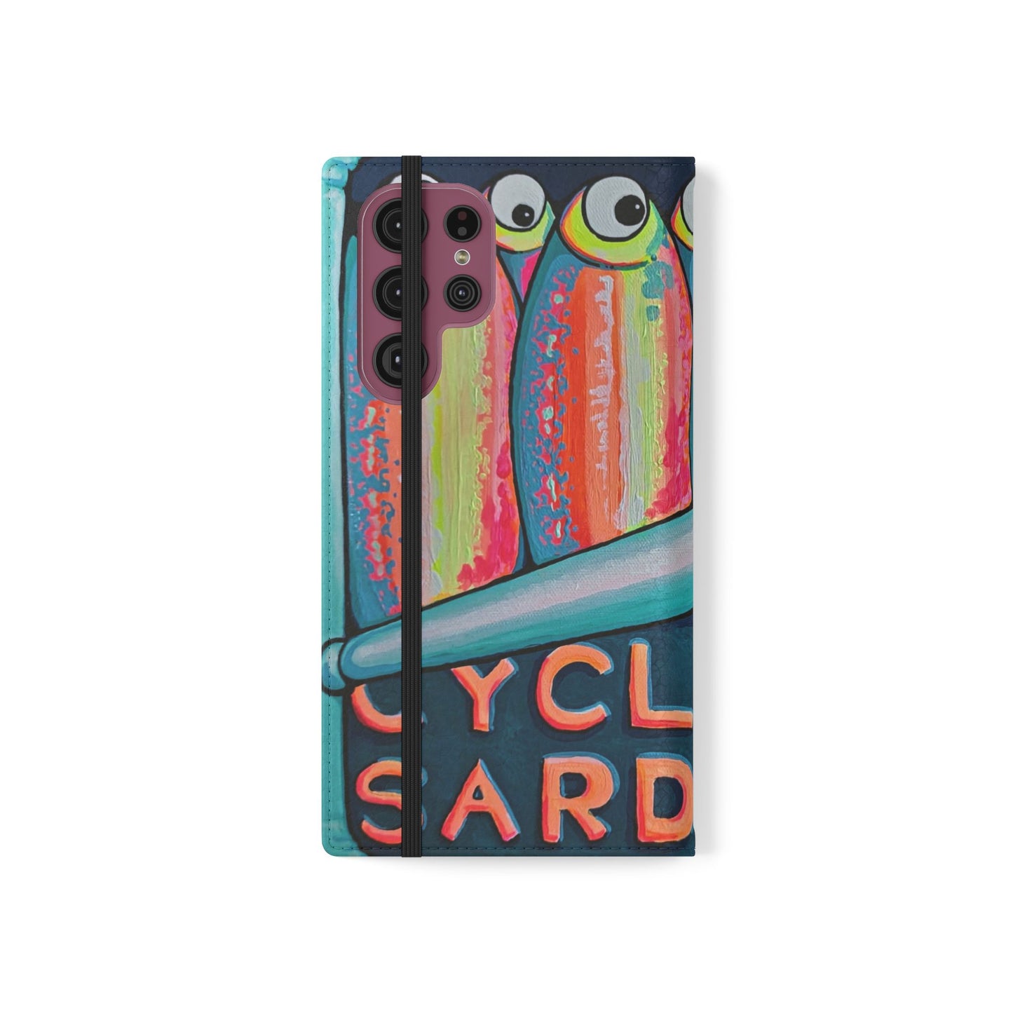 Neon Sardines Flip Phone Case – Wallet Cover with Card Slots