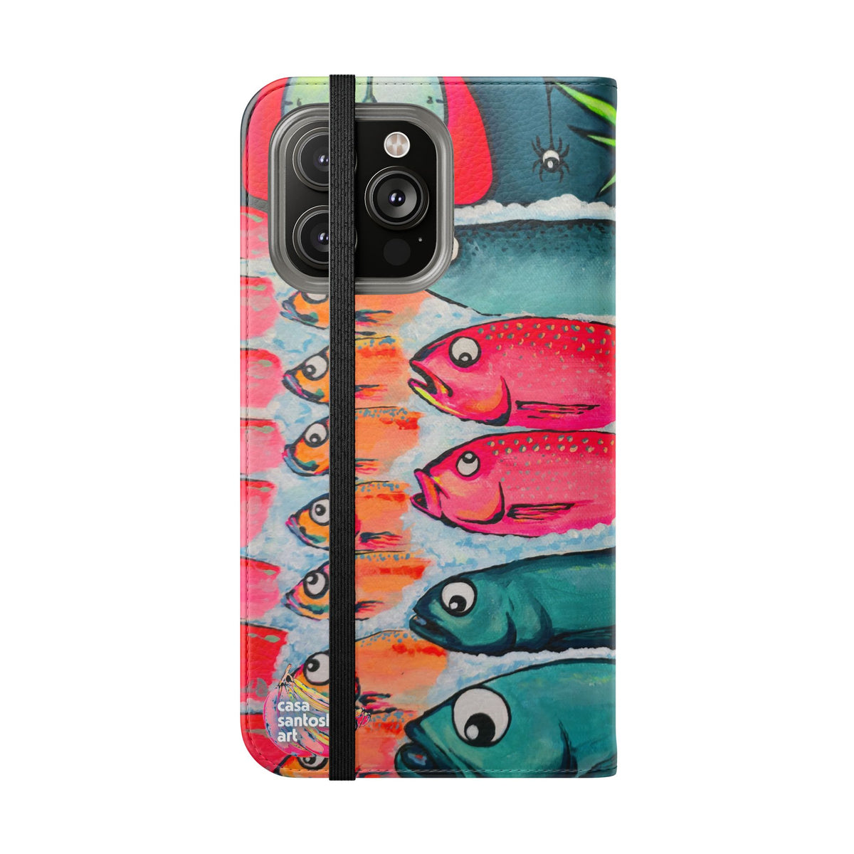 Neon Cabo Fish Market Flip Phone Case – Wallet Cover with Card Slots