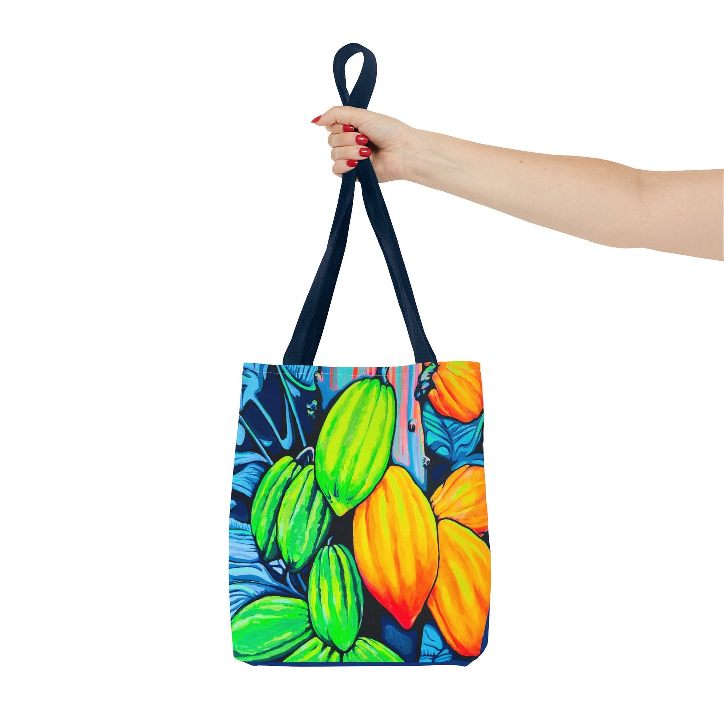 Premium Neon Cacao Tote Bag, Original Artist Design, Reusable Shopping Tote, Eco-Friendly
