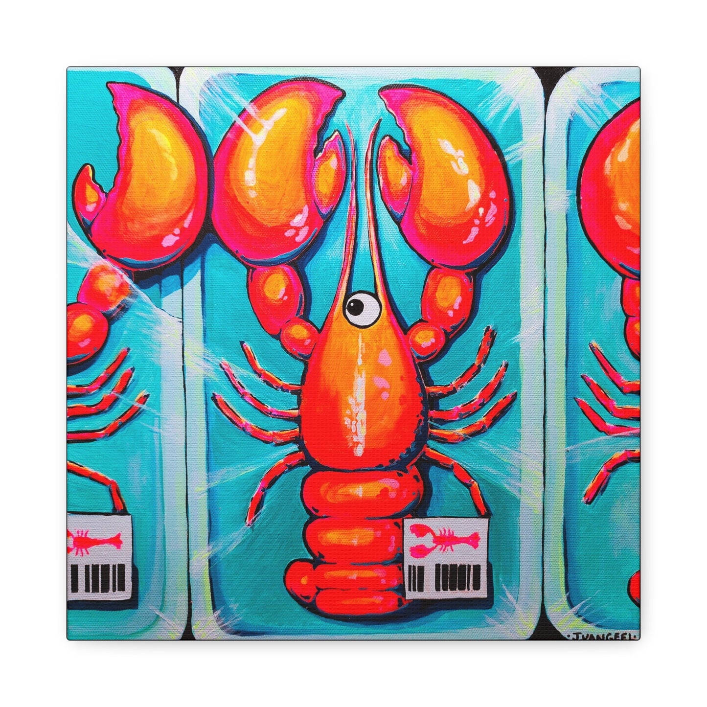 Neon Lobster Canvas Print, Original Artist Design, Home Decor, Wall Art