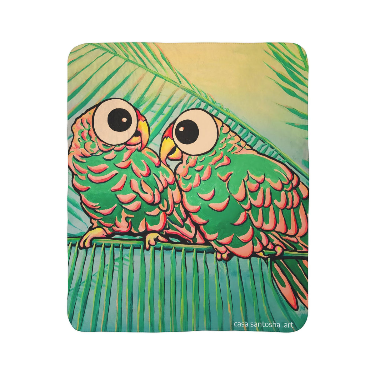 Chatty Cyclops Parrots Fleece Sherpa Blanket