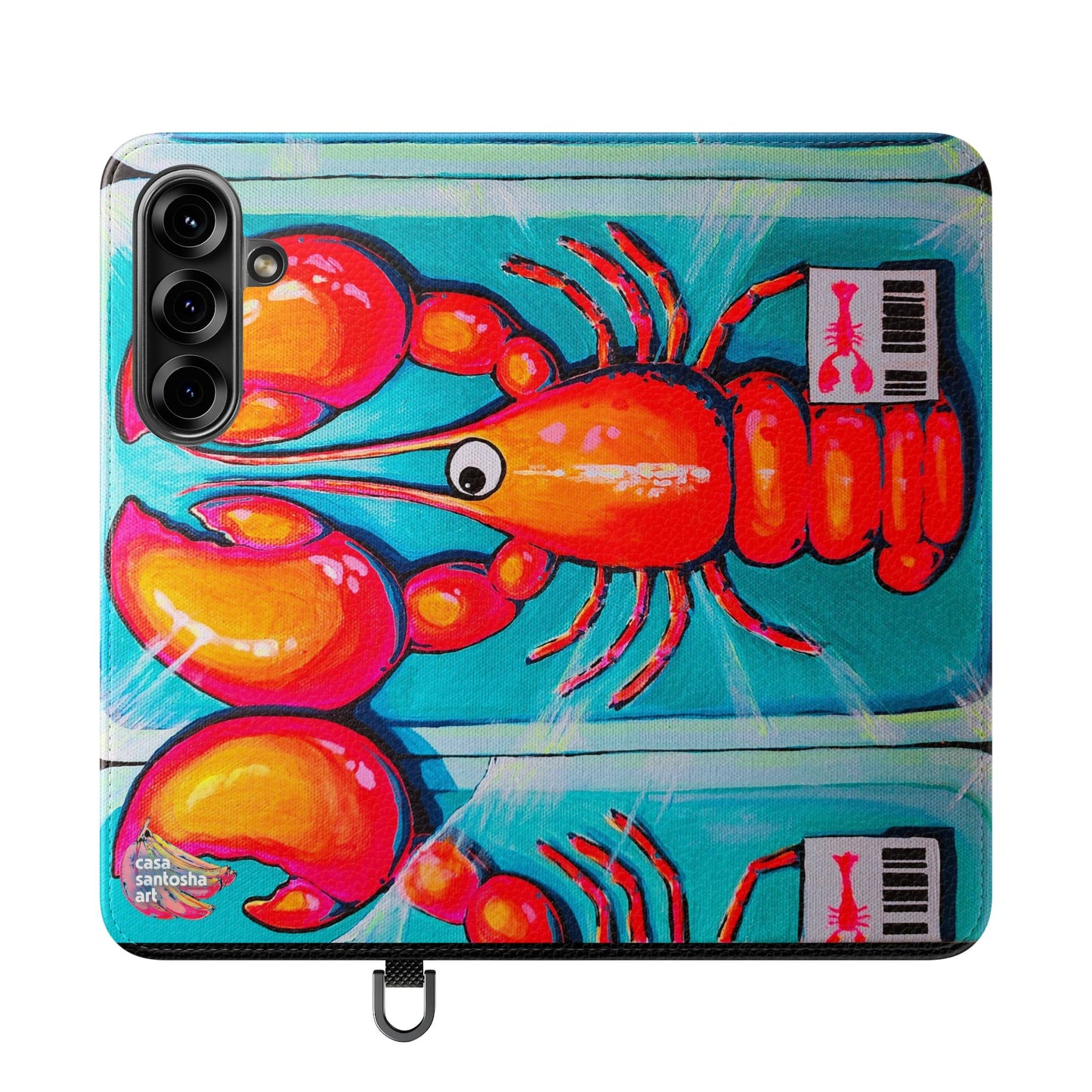 Neon Lobster Flip Phone Case – Wallet Cover with Card Slots