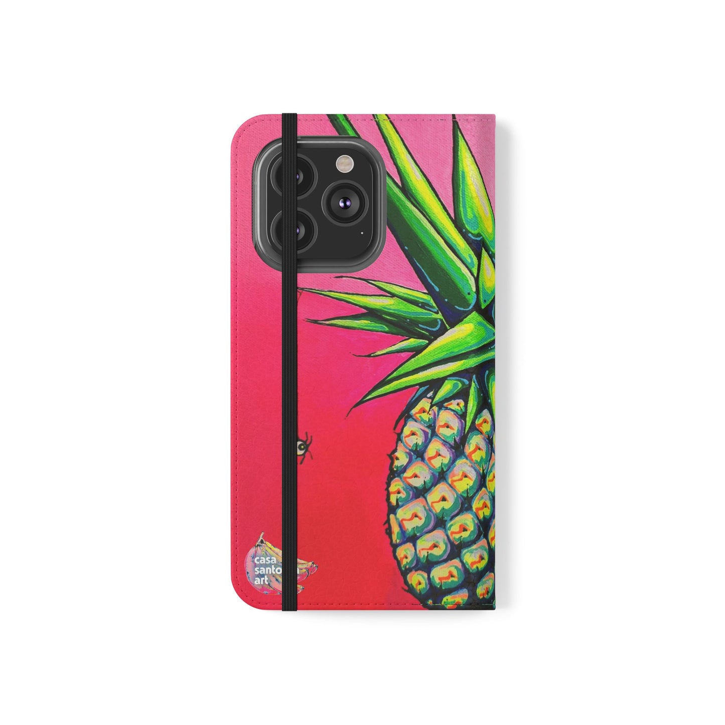 Neon Pineapple Flip Phone Case – Wallet Cover with Card Slots