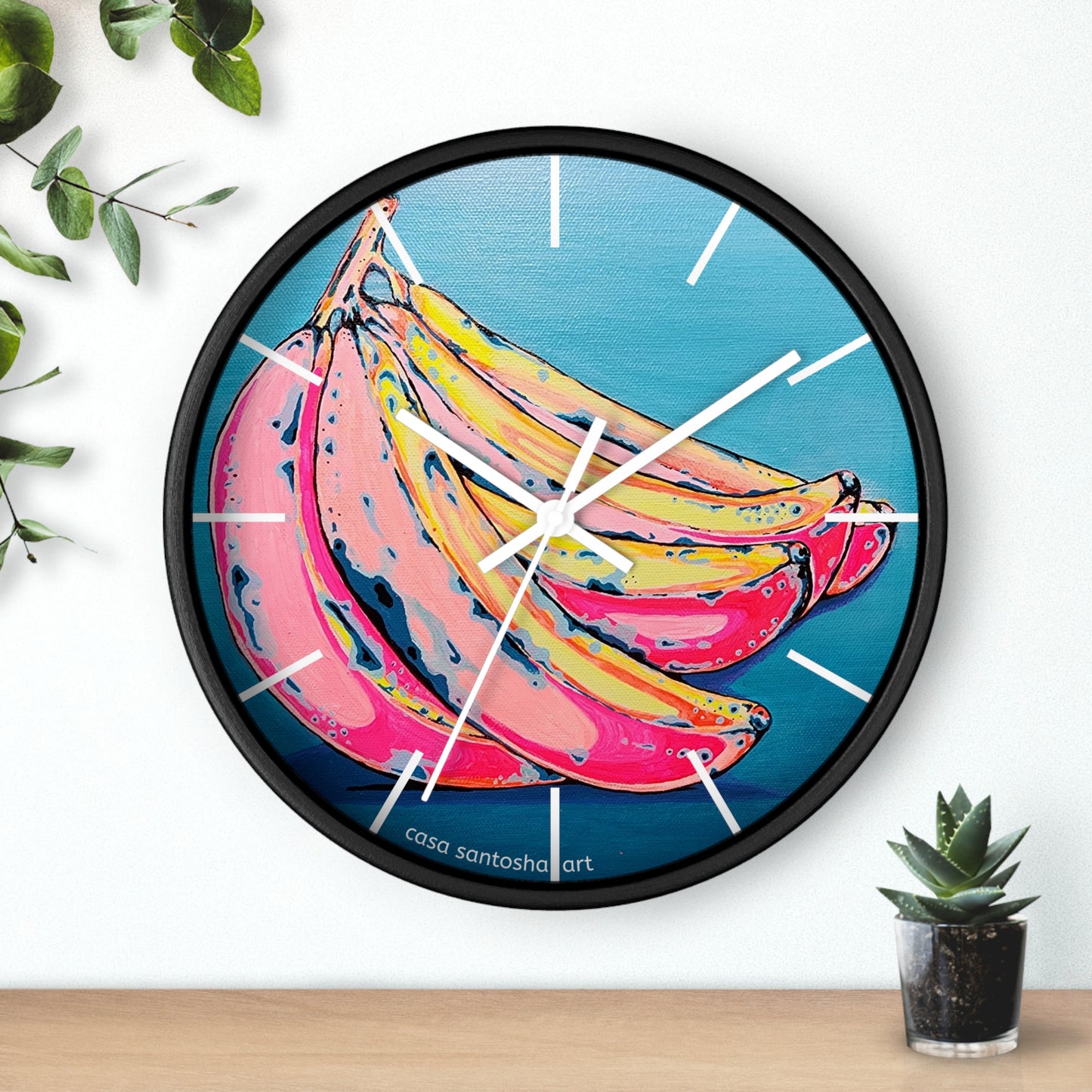 Neon Bananas Pop Art Wall Clock