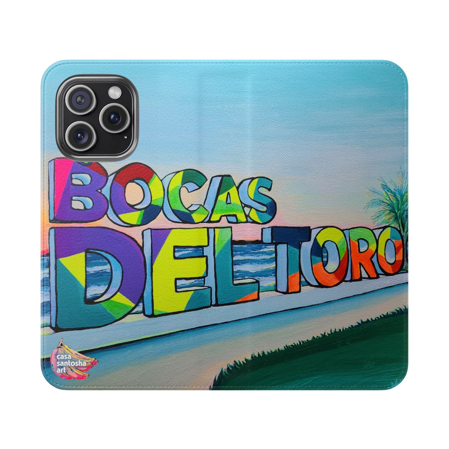 Bocas Del Toro Sign Flip Phone Case – Wallet Cover with Card Slots
