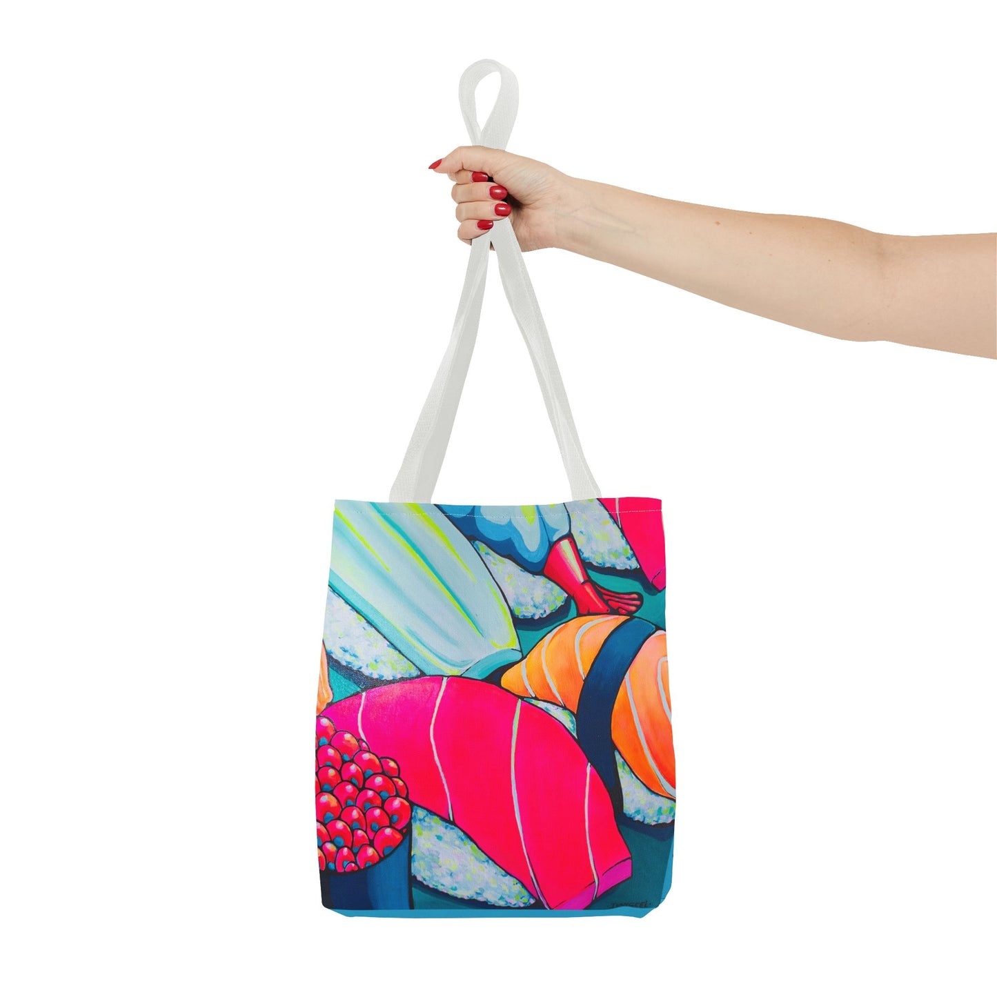 Premium Neon Sushi Tote Bag, Original Artist Design, Reusable Shopping Tote, Eco-Friendly