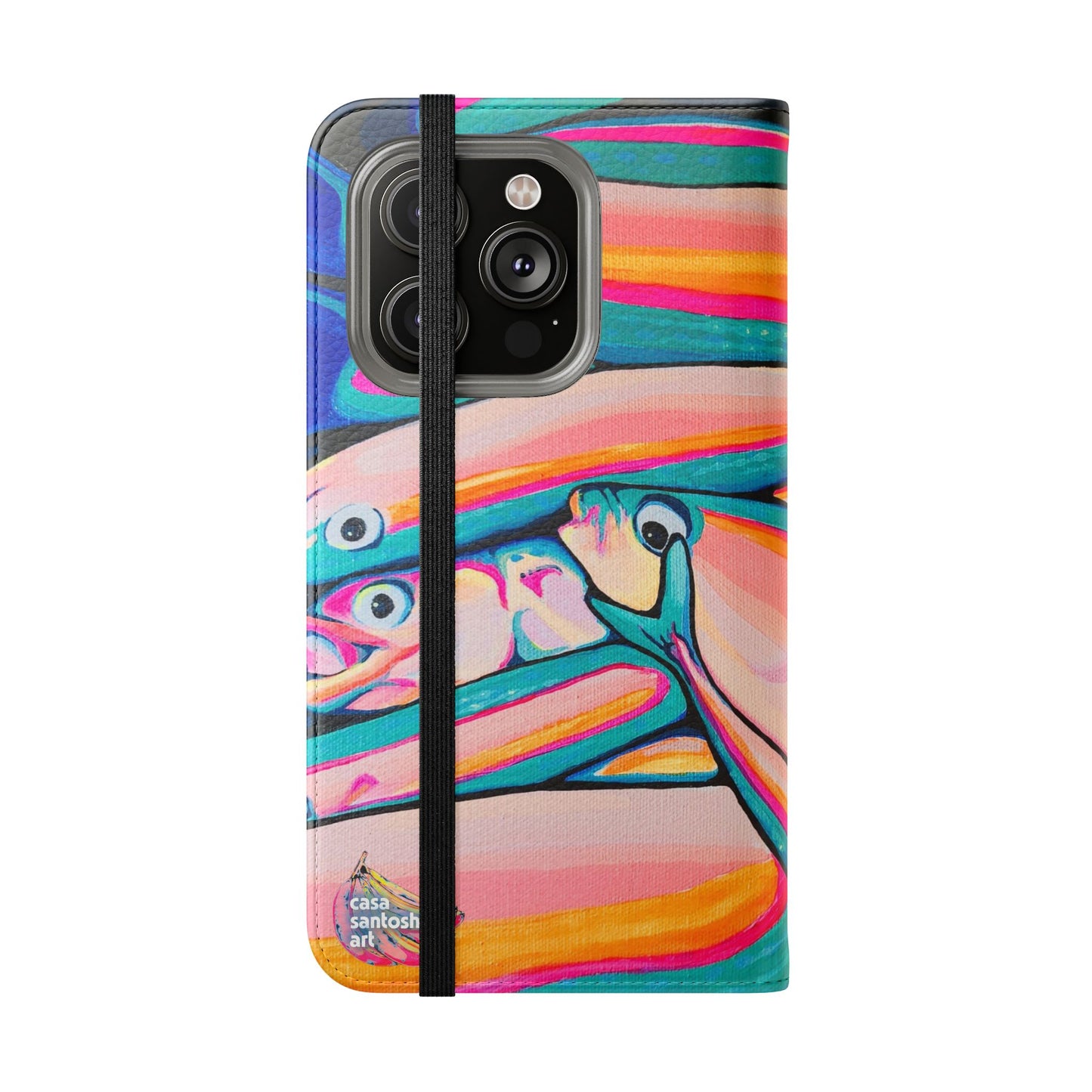 Neon Fish Flip Phone Case – Wallet Cover with Card Slots
