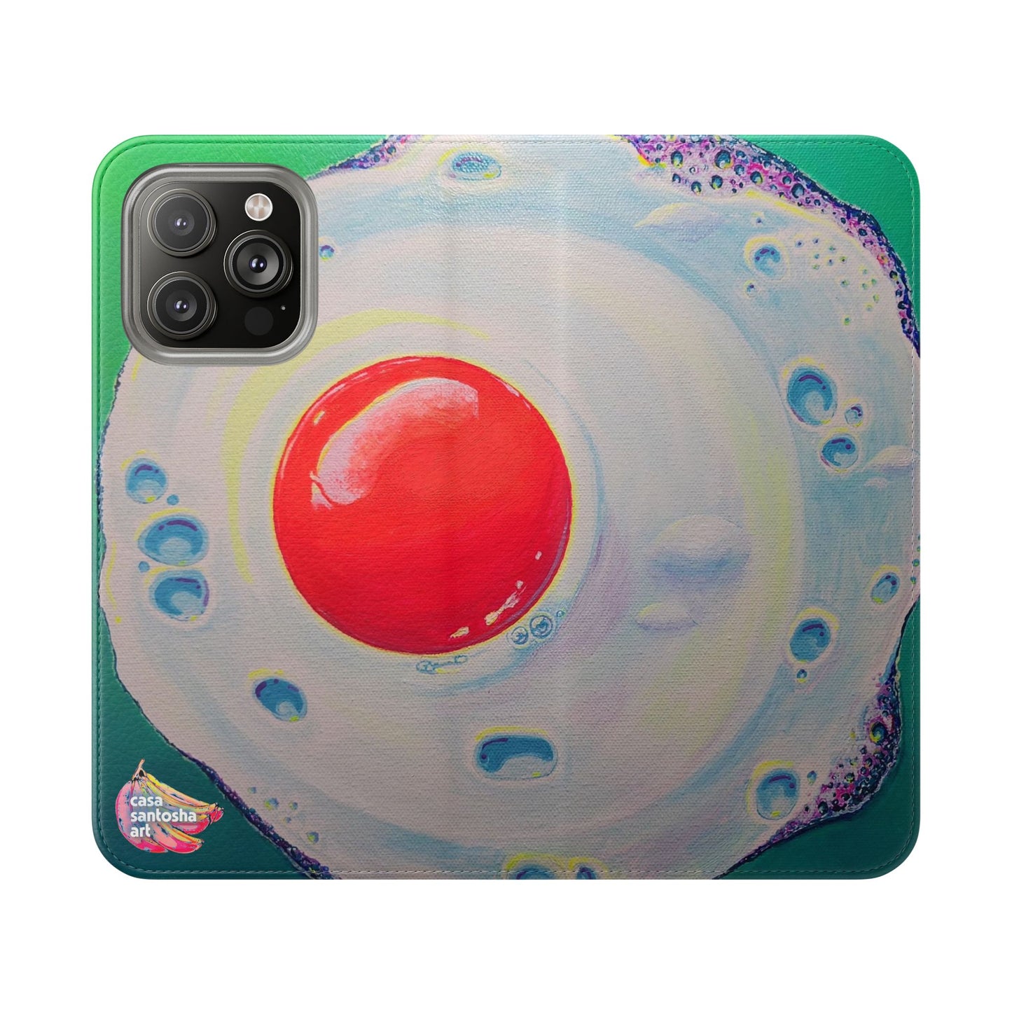 Neon Fried Egg Flip Phone Case – Wallet Cover with Card Slots