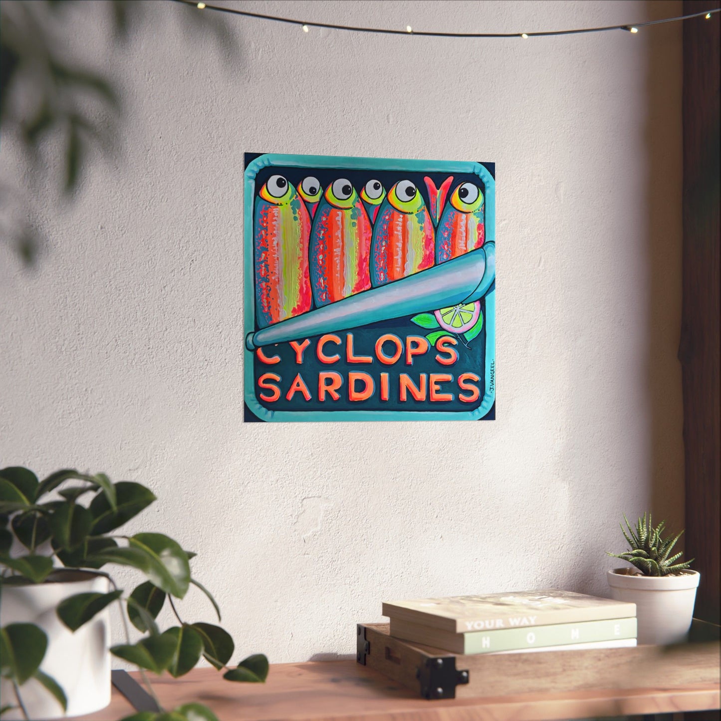 Neon Sardines Giclée Art Poster