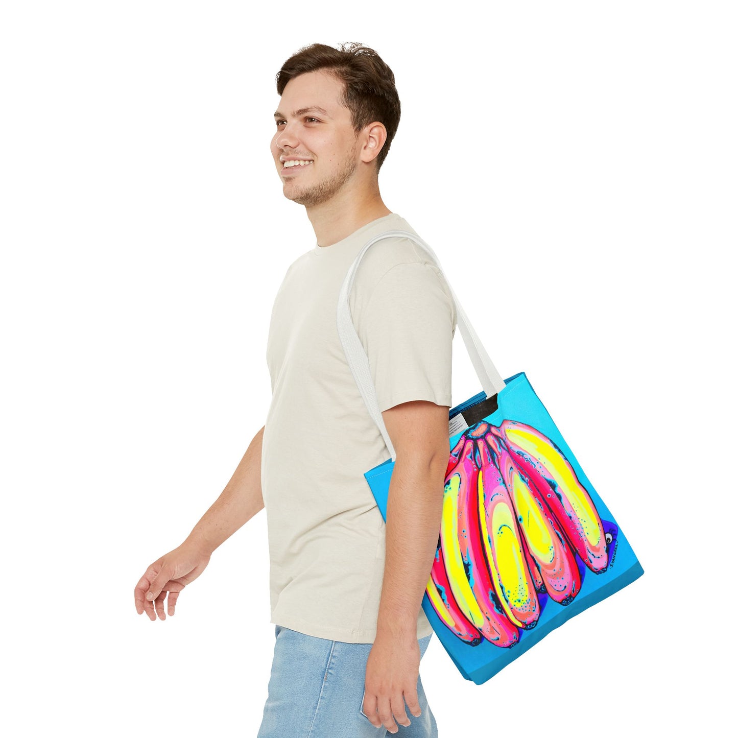 Premium Neon Fat Bananas Tote Bag, Original Artist Design, Reusable Shopping Tote, Eco-Friendly