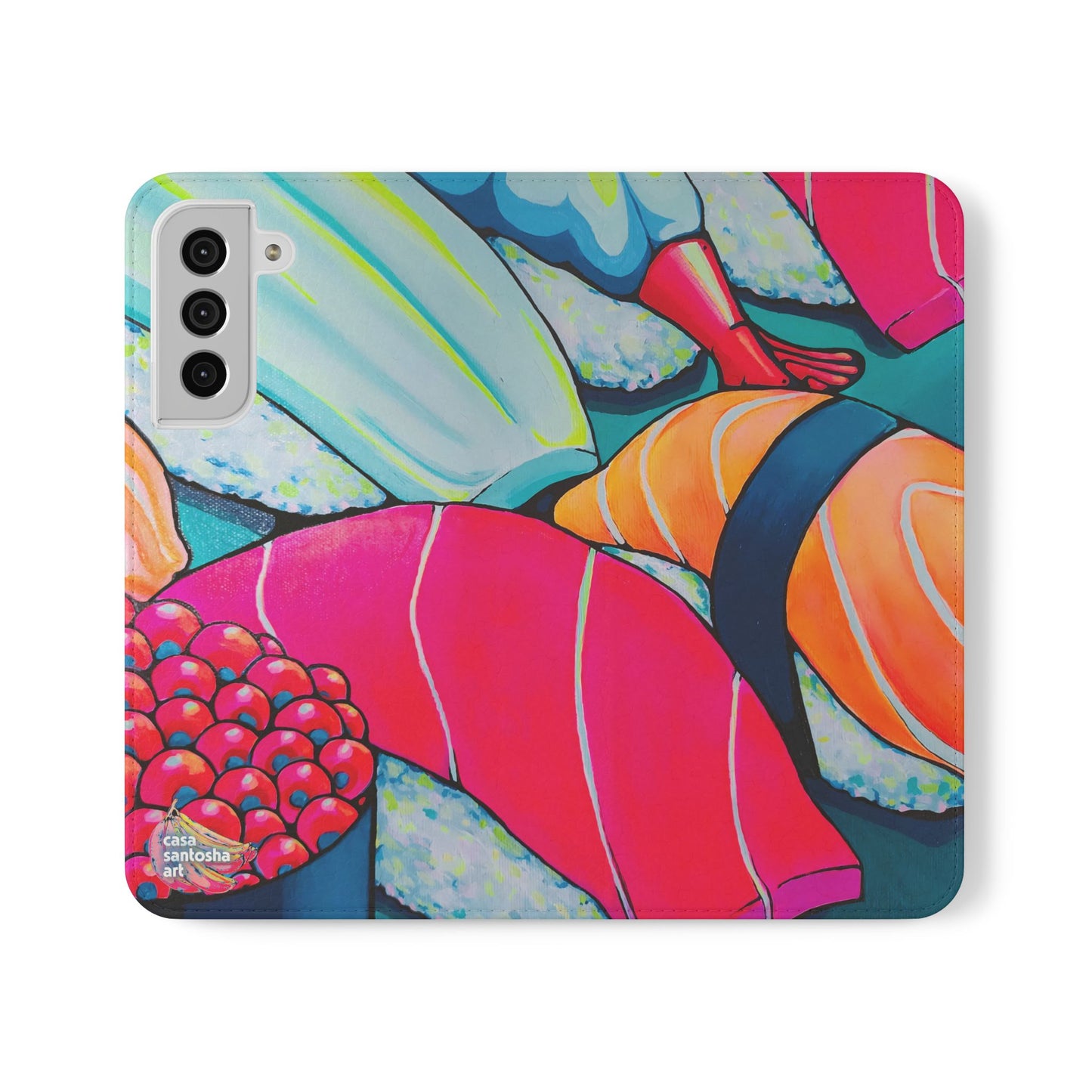 Étui portefeuille pour téléphone à clapet Neon Sushi avec porte-cartes