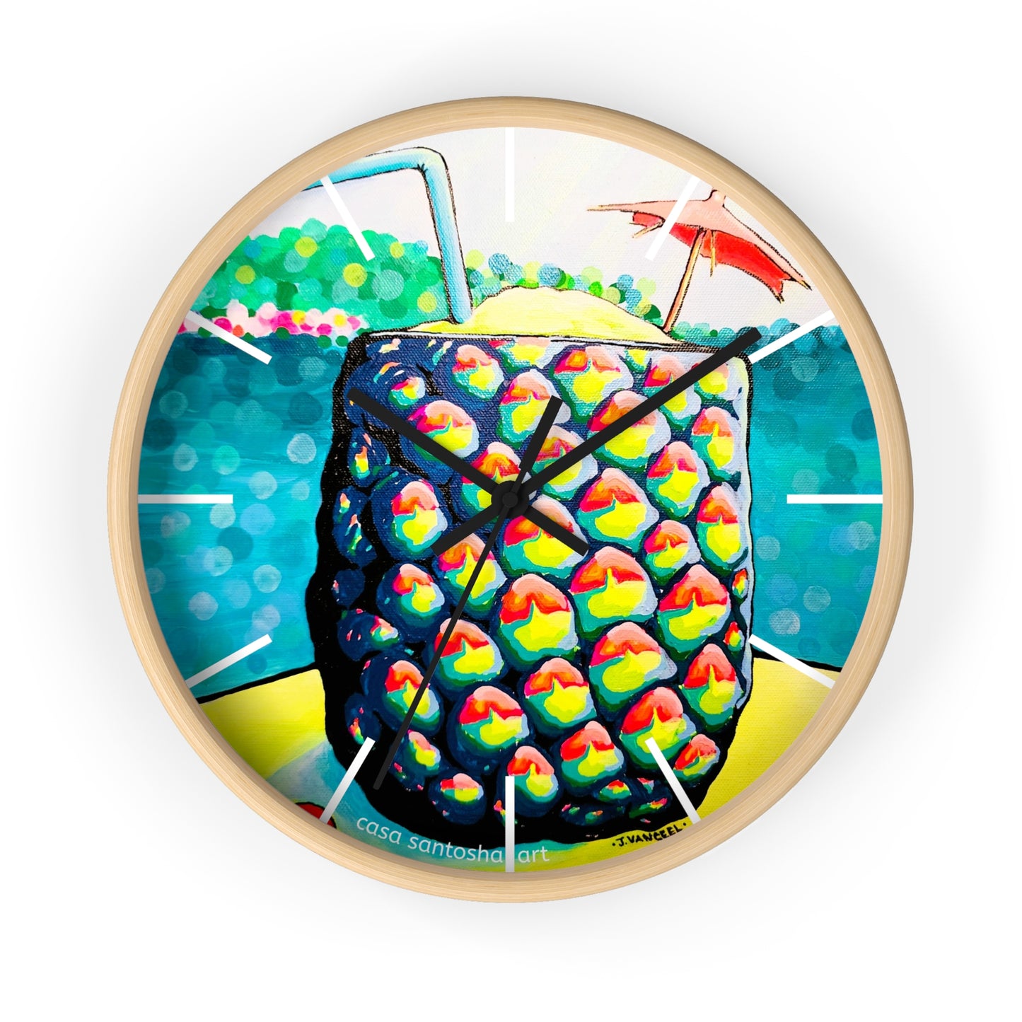 Neon Piña Colada Pop Art Wall Clock