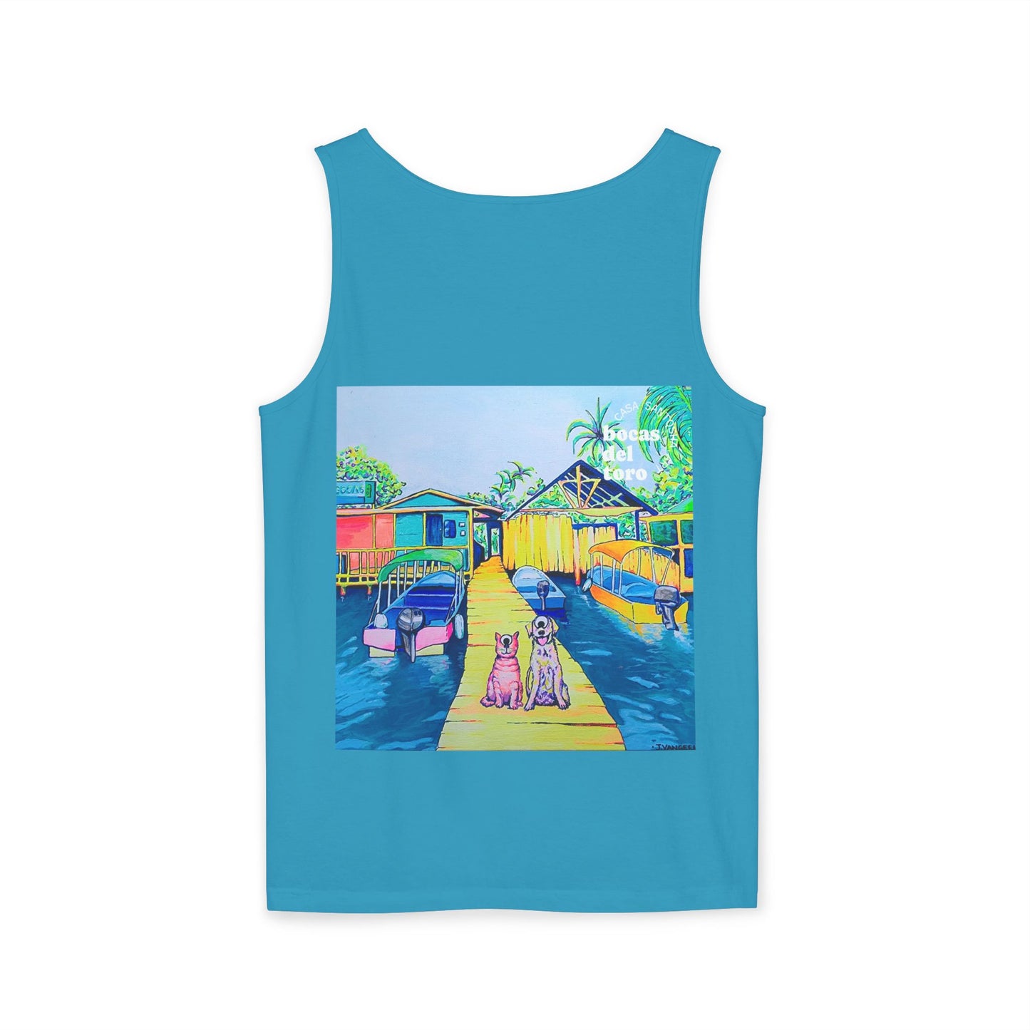 Unisex Cyclops Cat and Dog in Bocas Tank Top - Perfect for Summer Vibes