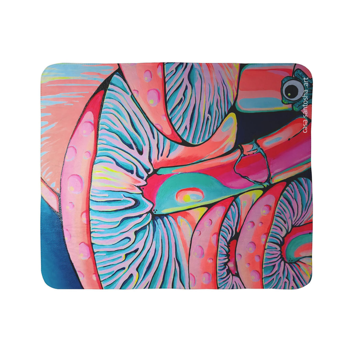 Trippy Mushrooms Fleece Sherpa Blanket