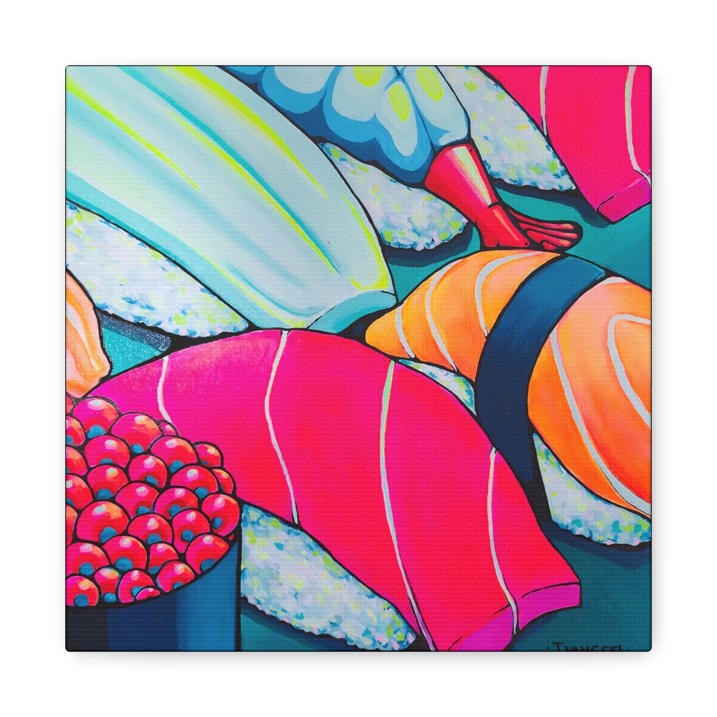 Neon Sushi Canvas Wall Art