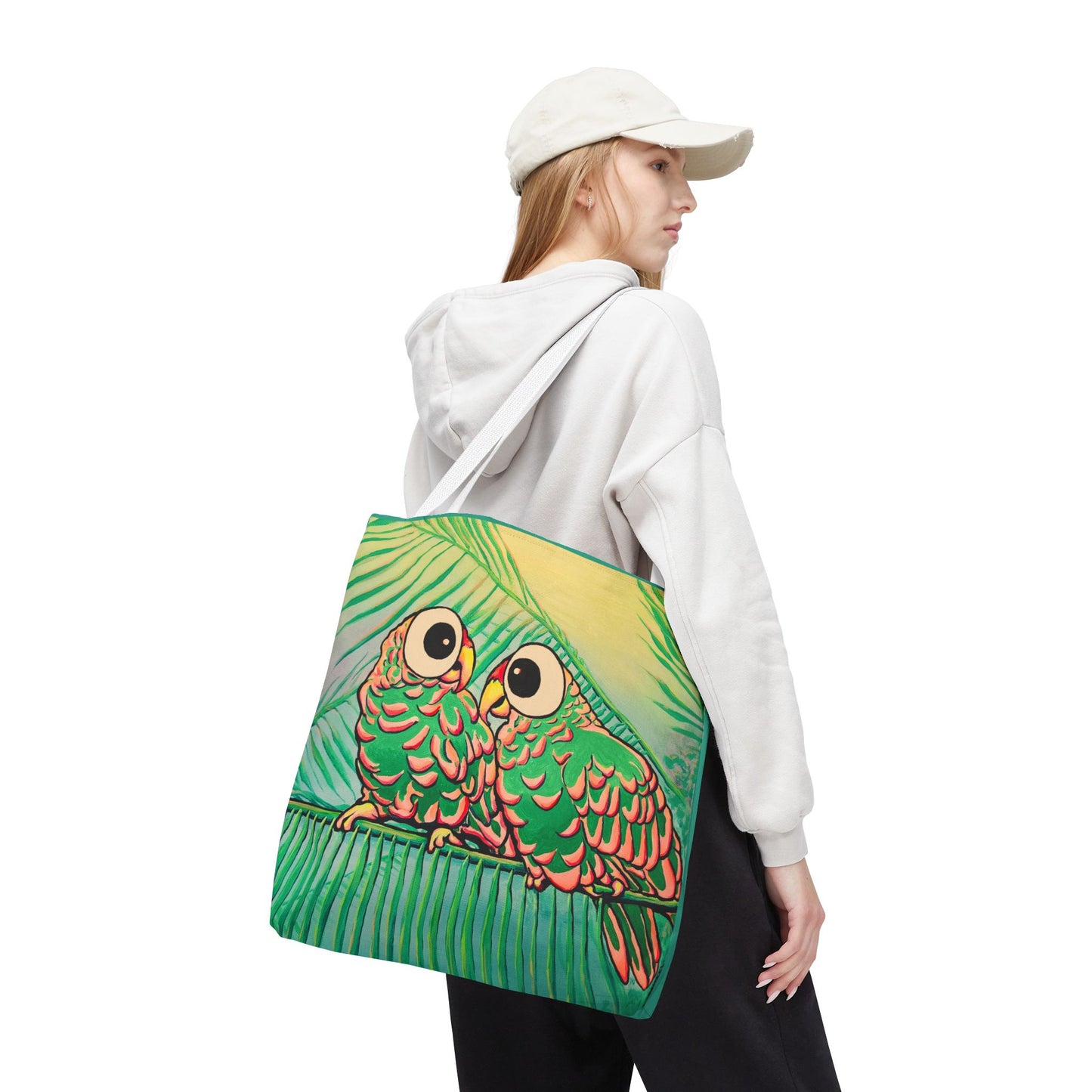 Premium Chatty Cyclops Parrots Tote Bag, Original Artist Design, Reusable Shopping Tote,  Eco-Friendly