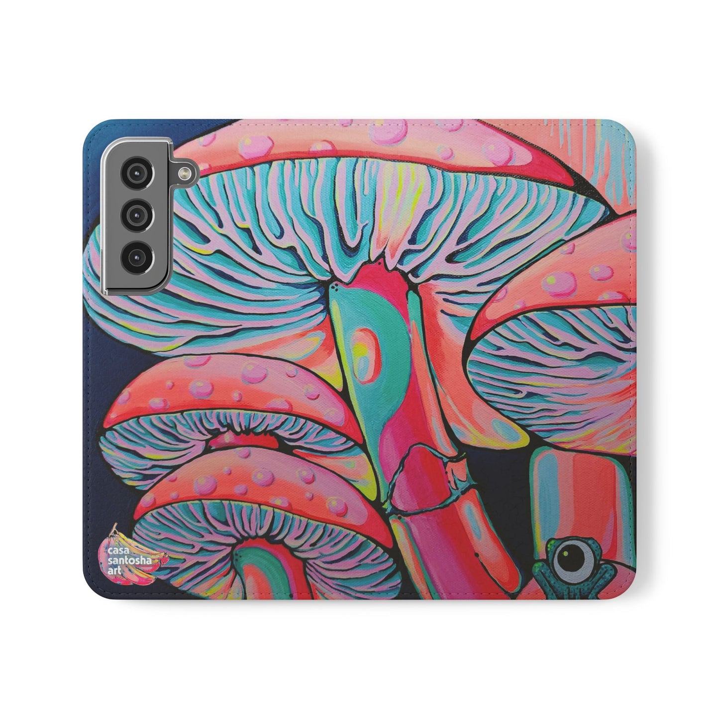 Trippy Mushrooms Flip Phone Case – Wallet Cover with Card Slots