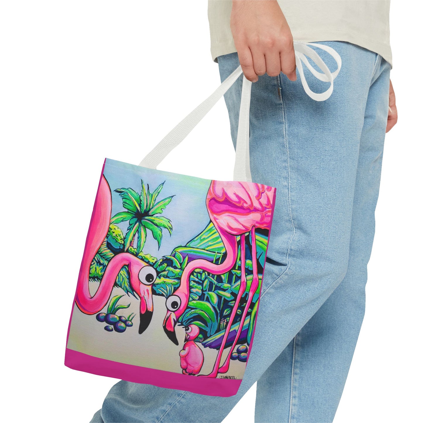 Premium Cyclops Flamingo Family Tote Bag, Original Artist Design, Reusable Shopping Tote,  Eco-Friendly