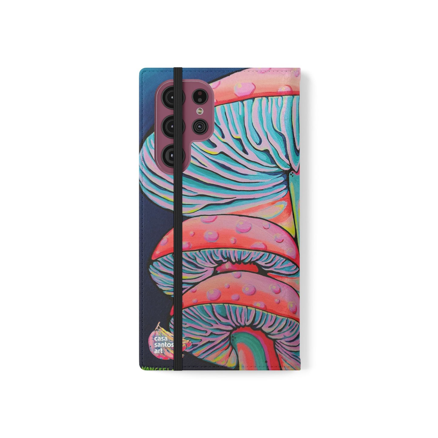 Trippy Mushrooms Flip Phone Case – Wallet Cover with Card Slots