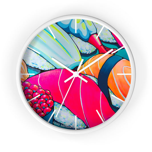 Horloge murale néon Sushi Pop Art
