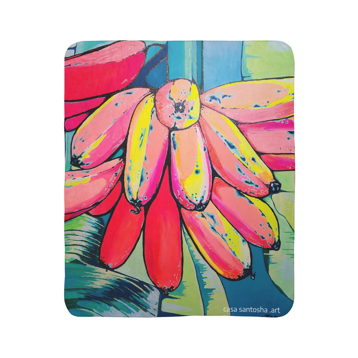 Neon Primitivo Bananas Fleece Sherpa Blanket
