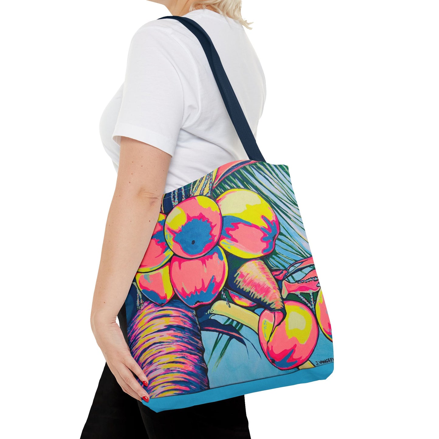 Premium Neon Coconuts Tote Bag, Original Artist Design, Reusable Shopping Tote, Eco-Friendly