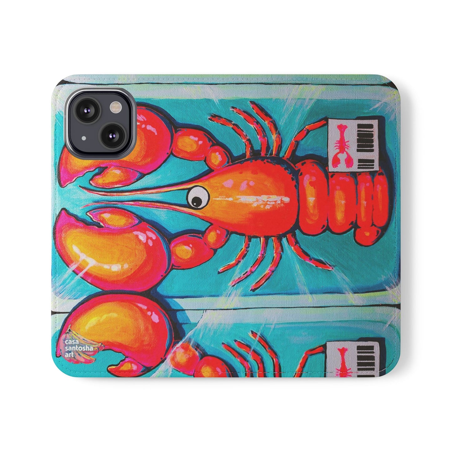 Neon Lobster Flip Phone Case – Wallet Cover with Card Slots