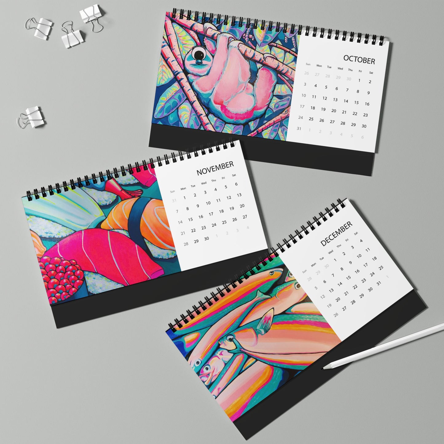 Vibrant Art Desktop Calendar 2027