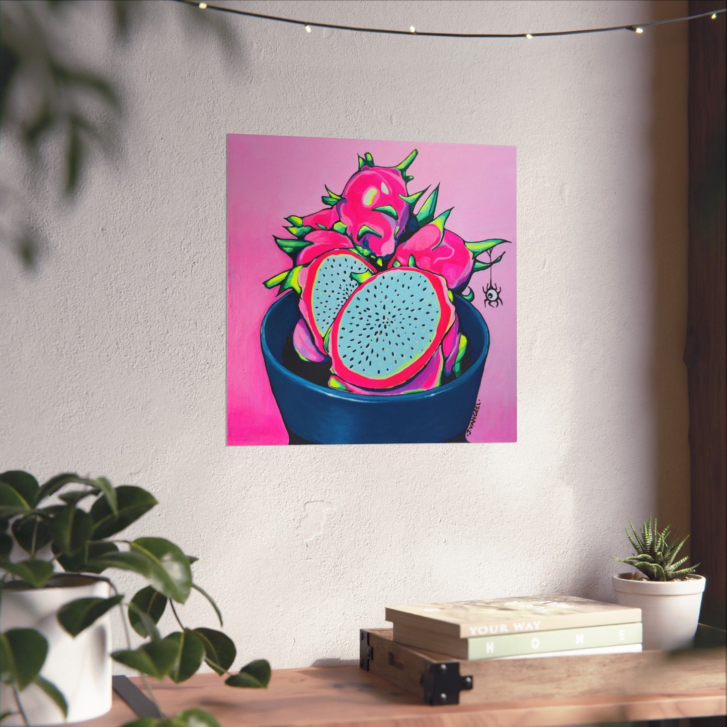 Neon Pink Dragon Fruit Giclée Art Poster