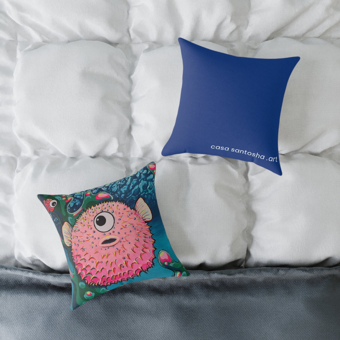 Cyclops Pufferfish Art Canvas Decorative Pillow