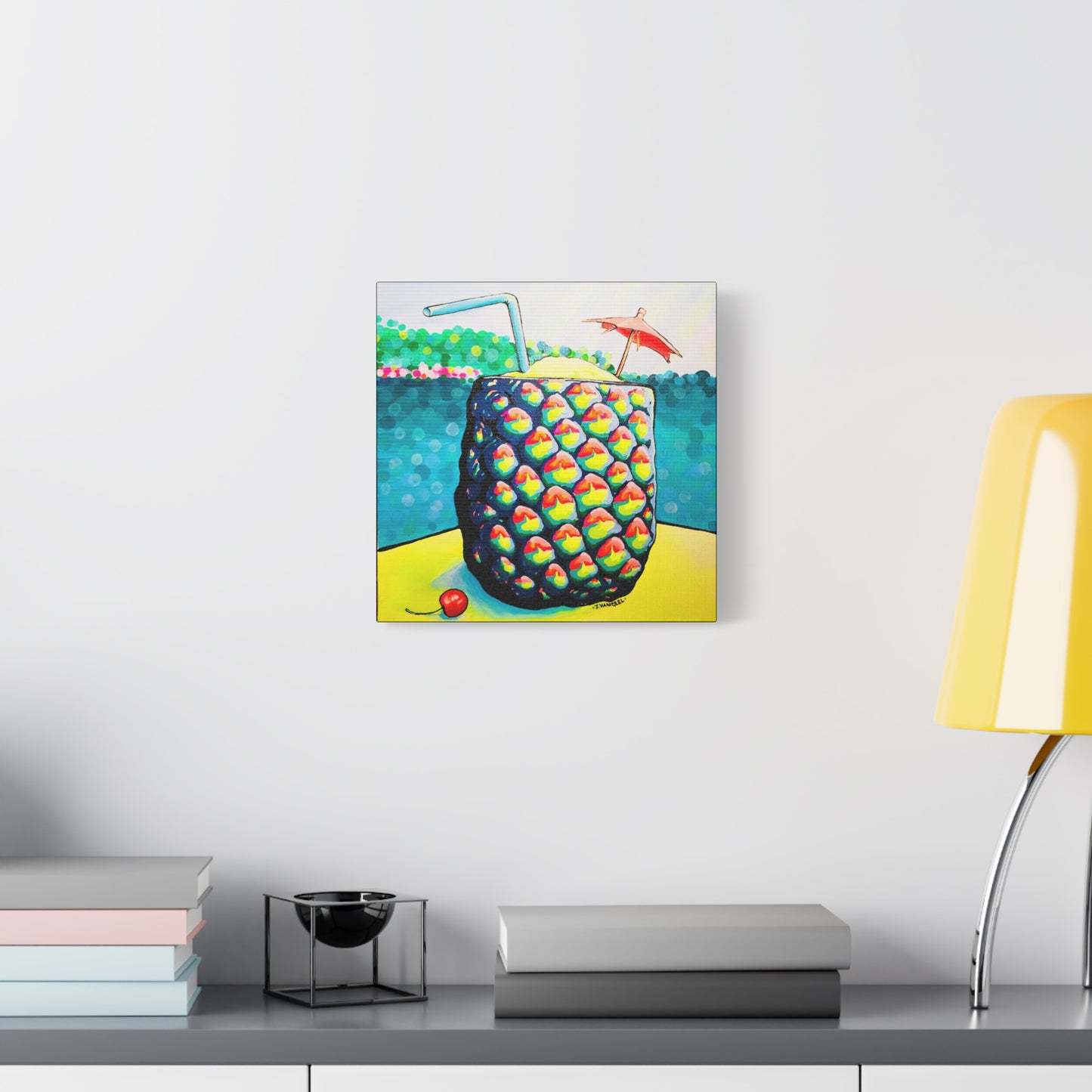 Neon Piña Colada Canvas Print, Original Artist Design, Home Decor, Wall Art