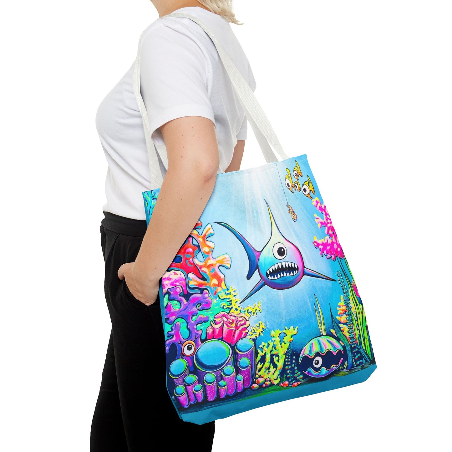 Premium Cyclops Shark Tote Bag, Original Artist Design, Reusable Shopping Tote,  Eco-Friendly