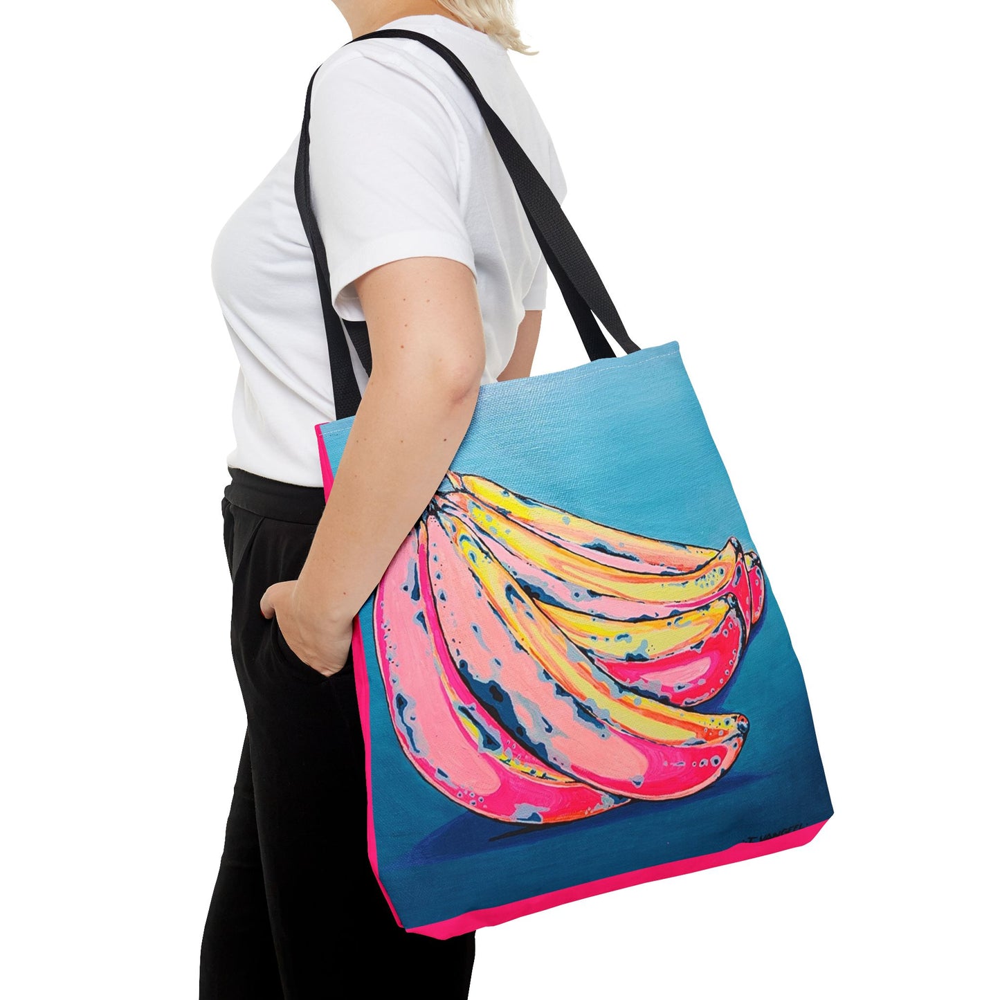 Premium Neon Bananas Tote Bag, Original Artist Design, Reusable Shopping Tote, Eco-Friendly