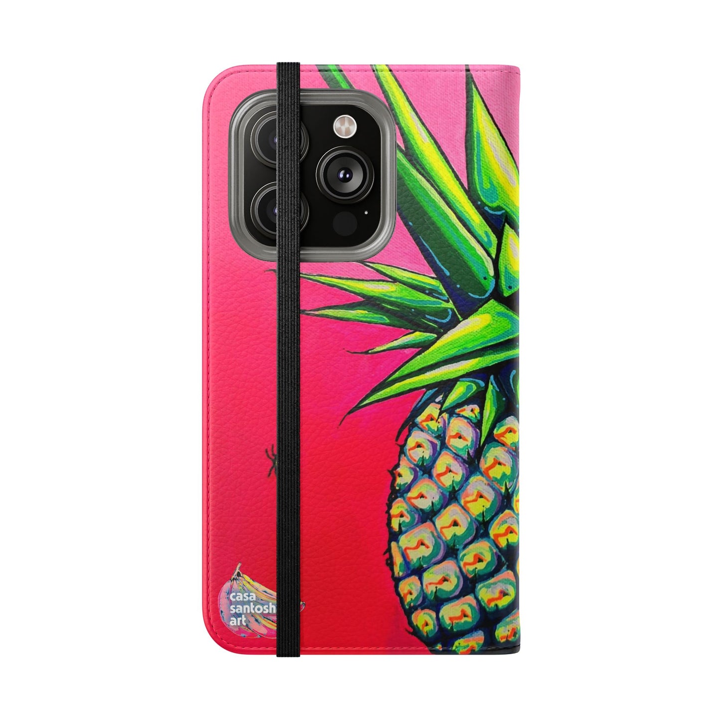Neon Pineapple Flip Phone Case – Wallet Cover with Card Slots