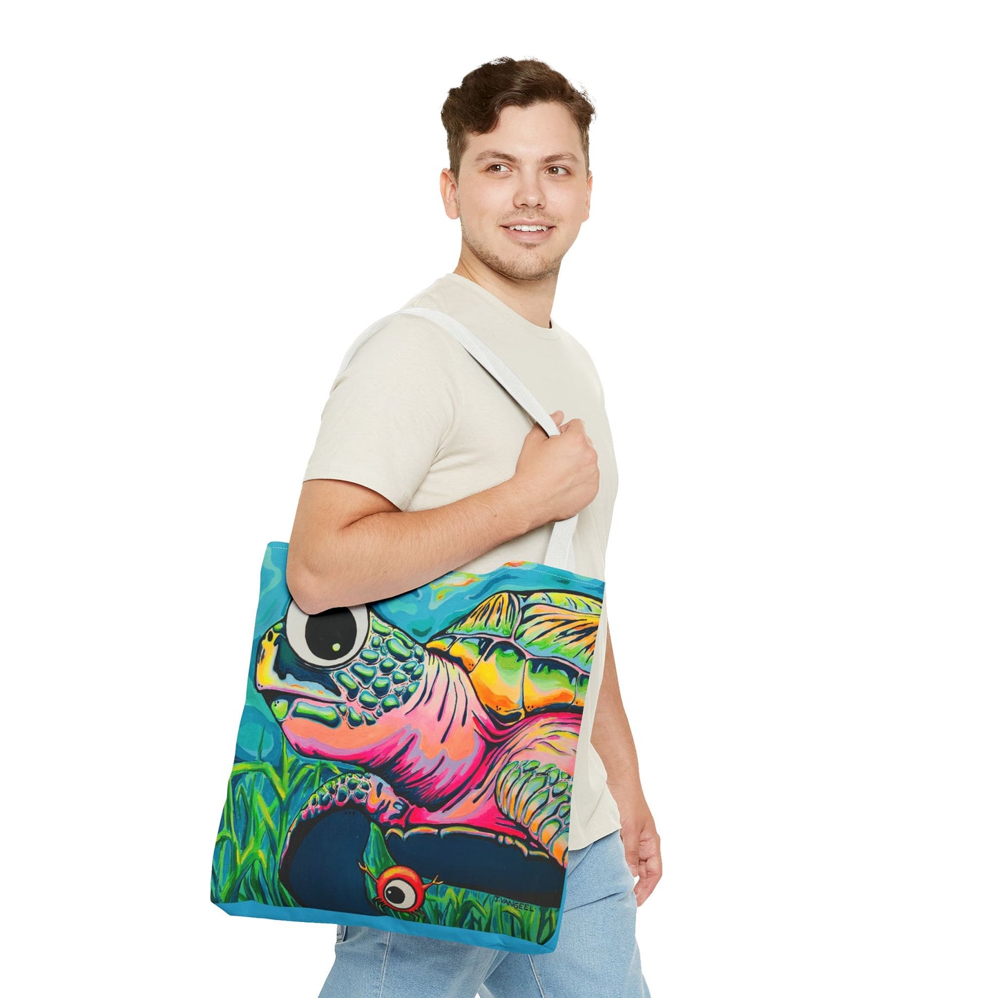 Cyclops Turtle Tote Bag, Original Artist Design, Reusable Shopping Tote,  Eco-Friendly