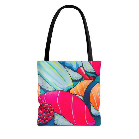Premium Neon Sushi Tote Bag, Original Artist Design, Reusable Shopping Tote, Eco-Friendly