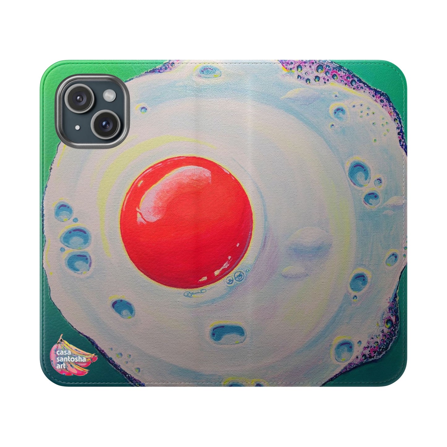 Neon Fried Egg Flip Phone Case – Wallet Cover with Card Slots