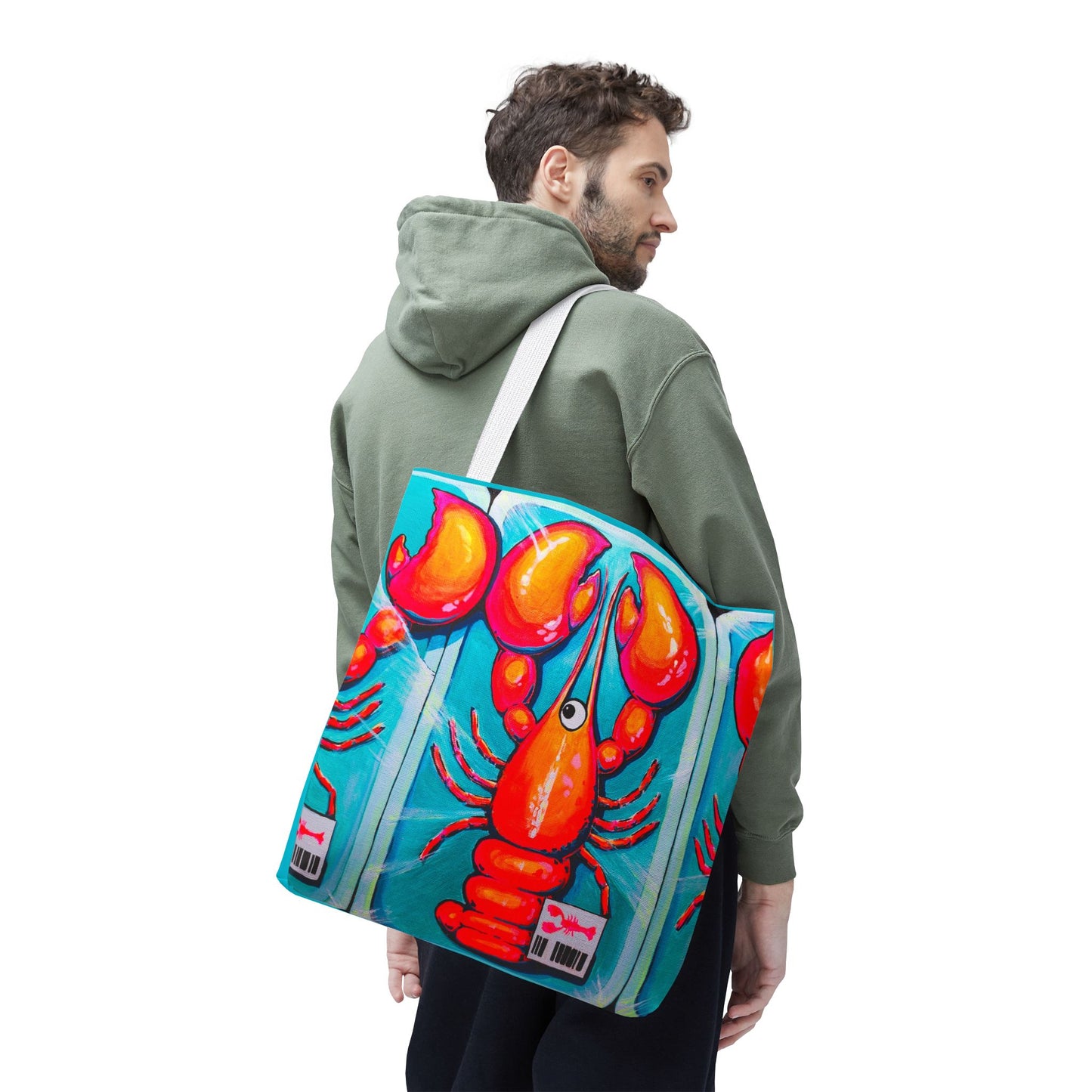 Premium Neon Lobster Tote Bag, Original Artist Design, Reusable Shopping Tote,  Eco-Friendly