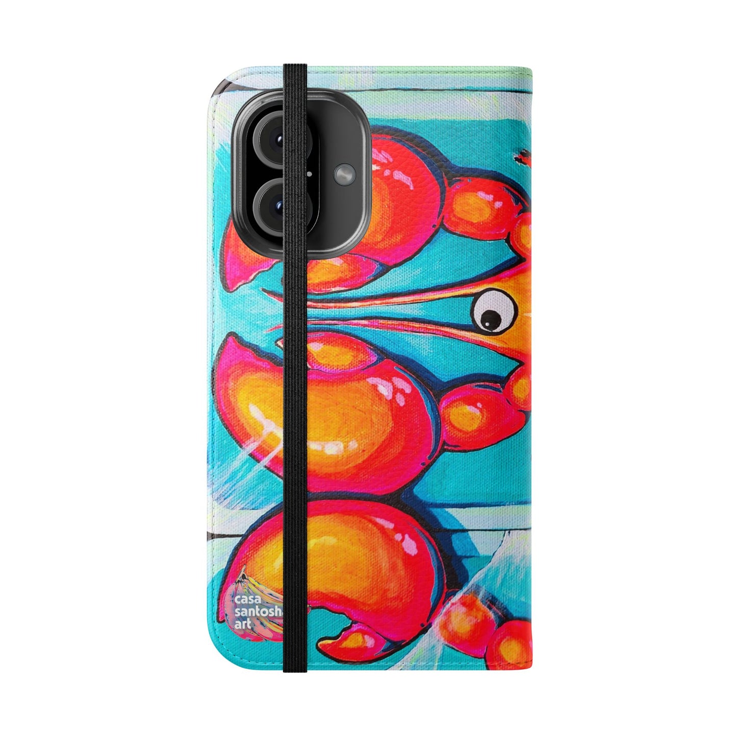 Neon Lobster Flip Phone Case – Wallet Cover with Card Slots