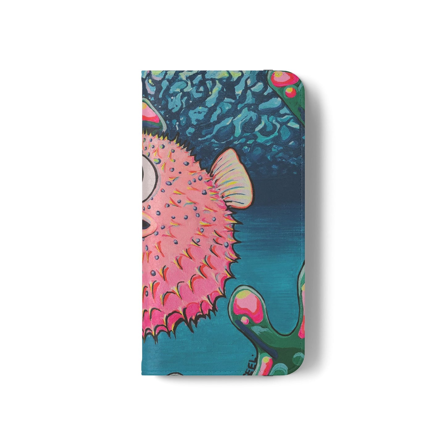 Cyclops Pufferfish Flip Phone Case – Wallet Cover with Card Slots
